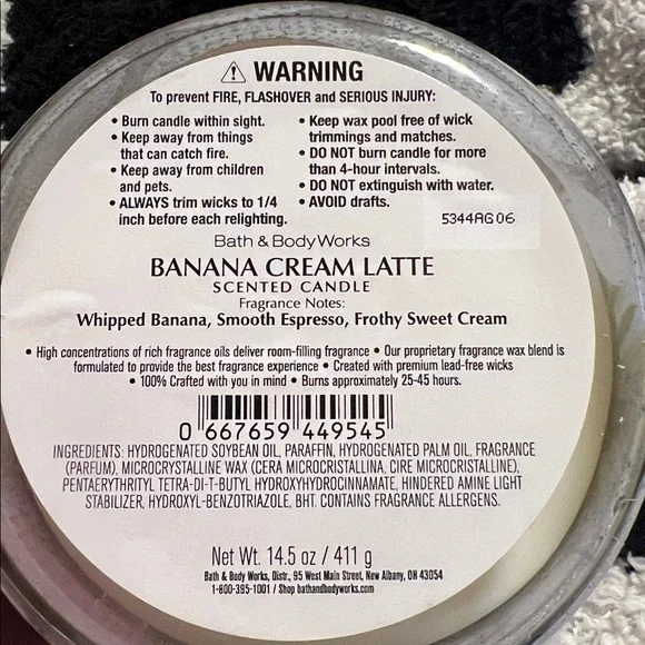 NWT Bath and Body Works Banana Cream Latte
3-Wick Candle- 14.5 oz - Picture 5 of 7